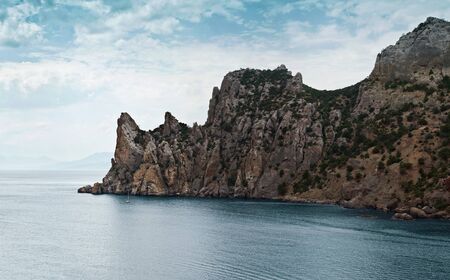 rock like rhinoceros in seaの写真素材