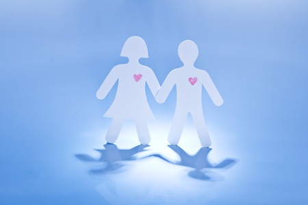 couple with drawing heart closeupの写真素材