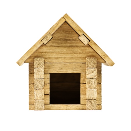 small wooden house isolated on whiteの写真素材