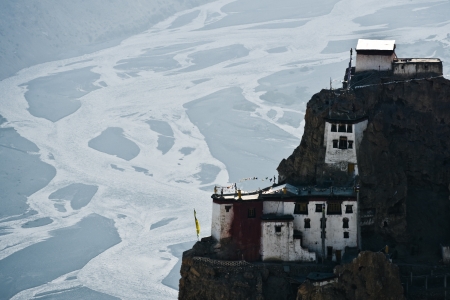 dhankar monastery in himalayas mountainの写真素材