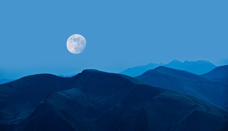 beauty blue night on mountainの写真素材