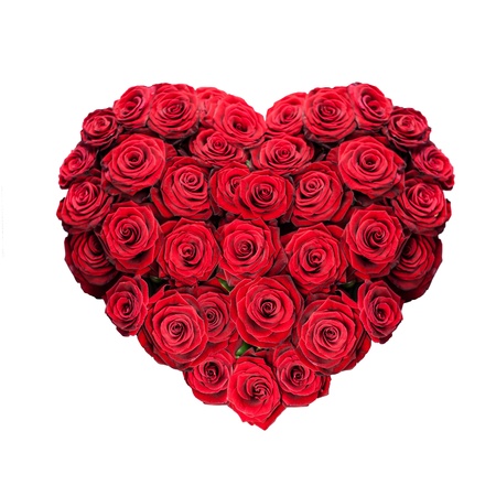 red rose heart isolated on whiteの写真素材