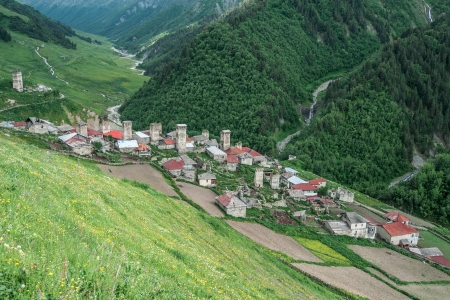 old village on caucasus mountain
