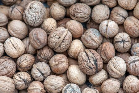 walnut on wood table closeup