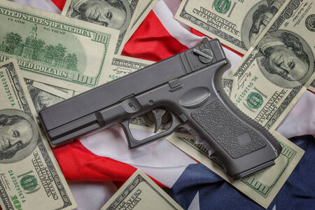 gun, dollar and american flag