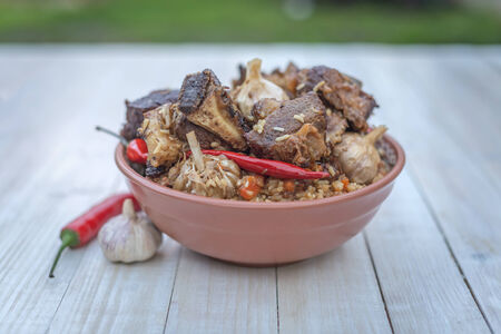 east pilau on plate closeupの写真素材