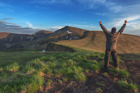 tourist on mountain top