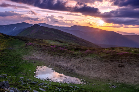 beauty lake in high mountainsの写真素材
