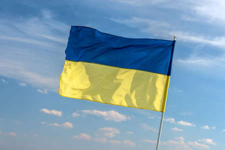 ukrainian flag on sky background