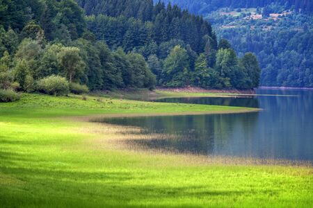 Beautiful view of the lake, located in Carpathians, Ukraine, Europe.の写真素材