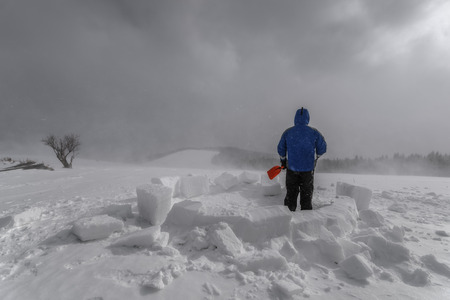 igloo building in the high mountainの写真素材