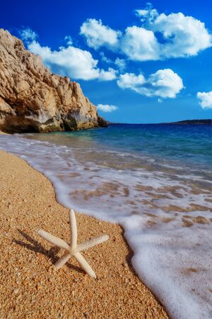 beautiful mediterranean seascape with starfishの写真素材