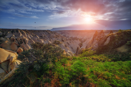 Amazing sunrise in Cappadocia, Turkeyの写真素材