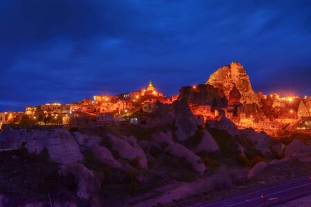 Uchisar castle in Cappadocia, Turkey.の写真素材