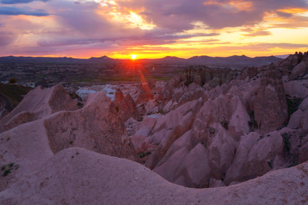 Amazing view of red rose valley in Cappadocia, Turkeyの写真素材