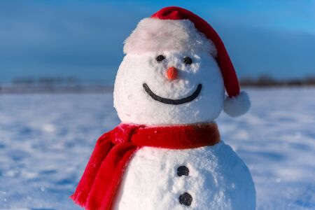 snowman on blue sky background