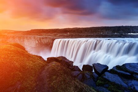 Dettifoss - most powerful waterfall in Europe. Jokulsargljufur National Park, Iceland.