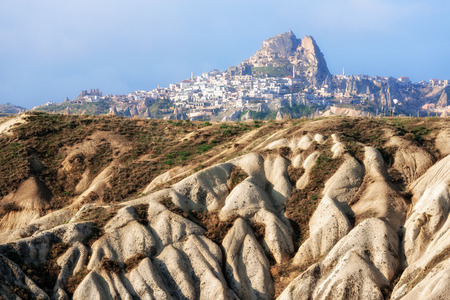 Uchisar castle in Cappadocia, Turkey.の写真素材