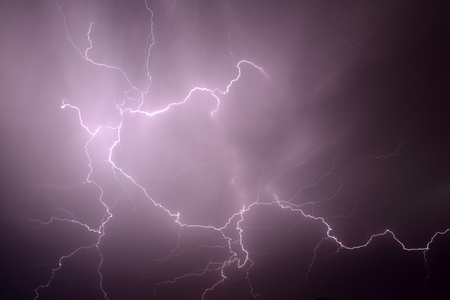 lightning in sky close up