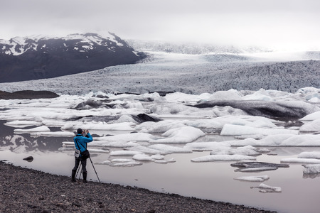 Icebergs in Vatnajokull glacial lagoon. Vatnajokull National Park, southeast Iceland, Europe.の写真素材