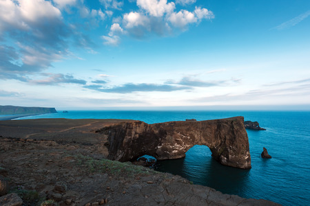 Unique basalt arch on Dyrholaey Nature Reserve, Icelandの写真素材