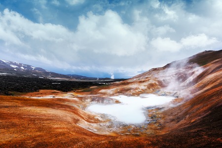 Acid hot lake in the geothermal valleyの写真素材