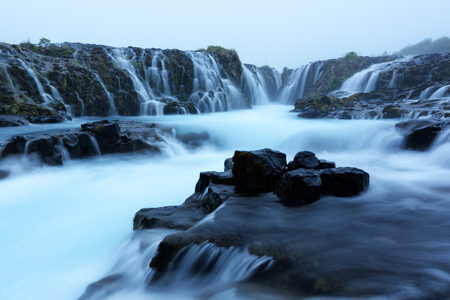Bruarfoss waterfall in summer timeの写真素材