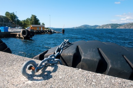 Sunny morning near the ferry moorageの写真素材