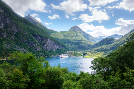 Breathtaking view of Sunnylvsfjorden fjordの写真素材