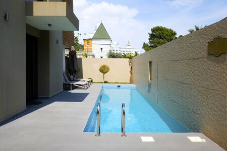 TEKIROVA TURKEY - MAY 05 2017: The popular resort Amara Dolce Vita Luxury Hotel. Type - all inclusive. Have pool, water park and recreational area along the Mediterranean seacoast. Tekirova-Kemerのeditorial素材