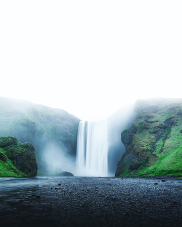 Famous Skogafoss waterfall on Skoga river. Iceland, Europeの写真素材