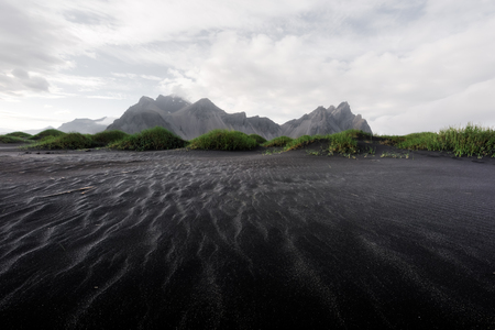 Incredible view of the famous Stokksnes mountains on Vestrahorn cape, Icelandの写真素材