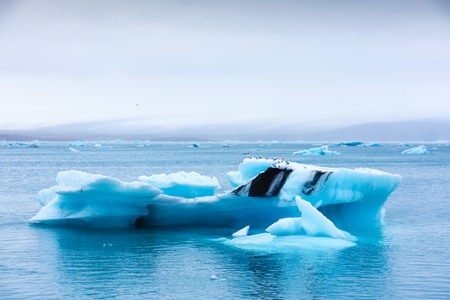 Icebergs in Jokulsarlon glacial lagoon. Vatnajokull National Park, southeast Iceland, Europe.の写真素材