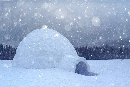 Real snow igloo house in the winter Carpathian mountains.の写真素材