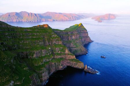 Majestic Alaberg cliffs on Mykines island, Faroe Islands. Landscape photography