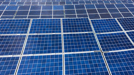 Blue solar panels closeup. Alternative energy conceptの写真素材