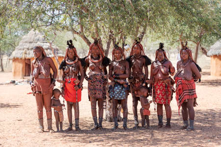 Young unidentified Himba womans with typical hairstyleのeditorial素材