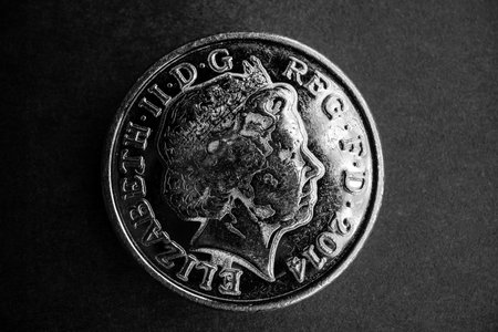 British silver Penny Coin with queenの写真素材