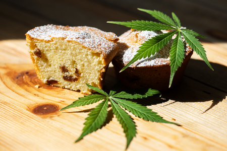 Sweet cupcake with cannabisの写真素材