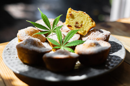 Sweet cupcake with cannabisの写真素材