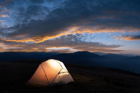 Incredible evening in summer mountainsの写真素材