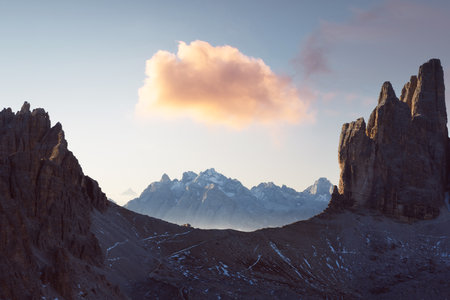 Three Peaks of Lavaredo mountains on autumn season