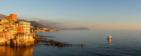 Ultra wide panorama of old fishing village Boccadasse