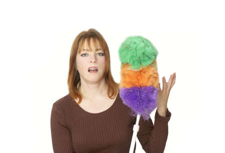 not impressed woman with a dirty duster