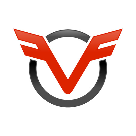 VF Initials Aviation Circle Mark Emblemのイラスト素材