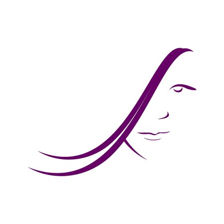 Hairdo Salon Woman Profile Line Art Purpleのイラスト素材