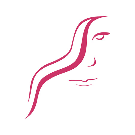 Hairdo Salon Woman Profile Line Artのイラスト素材