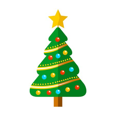 Decorated Christmas Tree With Ballsのイラスト素材