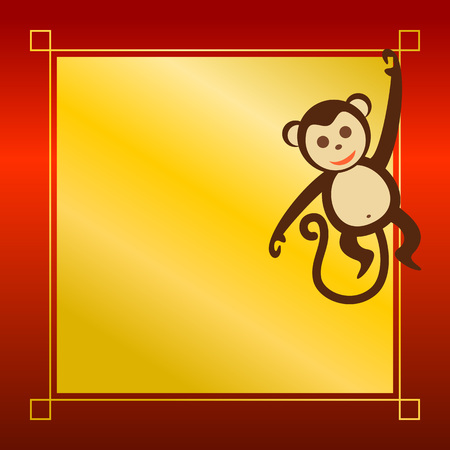 Hanging Monkey Card Greeting Vector Graphic Designのイラスト素材