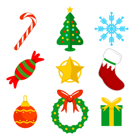 Christmas Flat Icons Vector Illustrationのイラスト素材